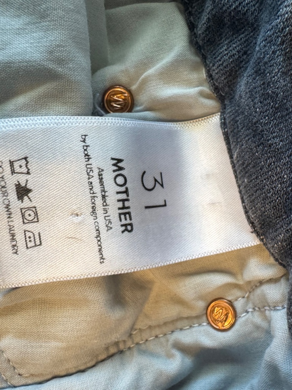 MOTHER High Waisted Looker Ankle Fray Denim Bermuda Shorts Gray Size 31 - Picture 3 of 9